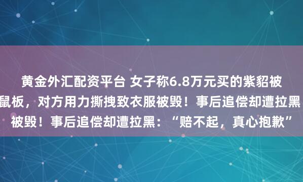 黄金外汇配资平台 女子称6.8万元买的紫貂被朋友擅自穿走后粘上粘鼠板，对方用力撕拽致衣服被毁！事后追偿却遭拉黑：“赔不起，真心抱歉”